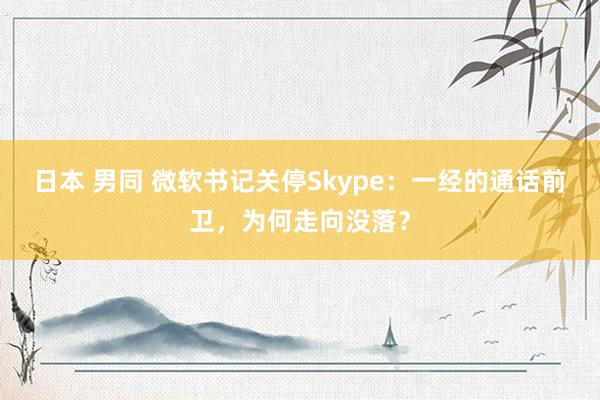 日本 男同 微软书记关停Skype：一经的通话前卫，为何走向没落？